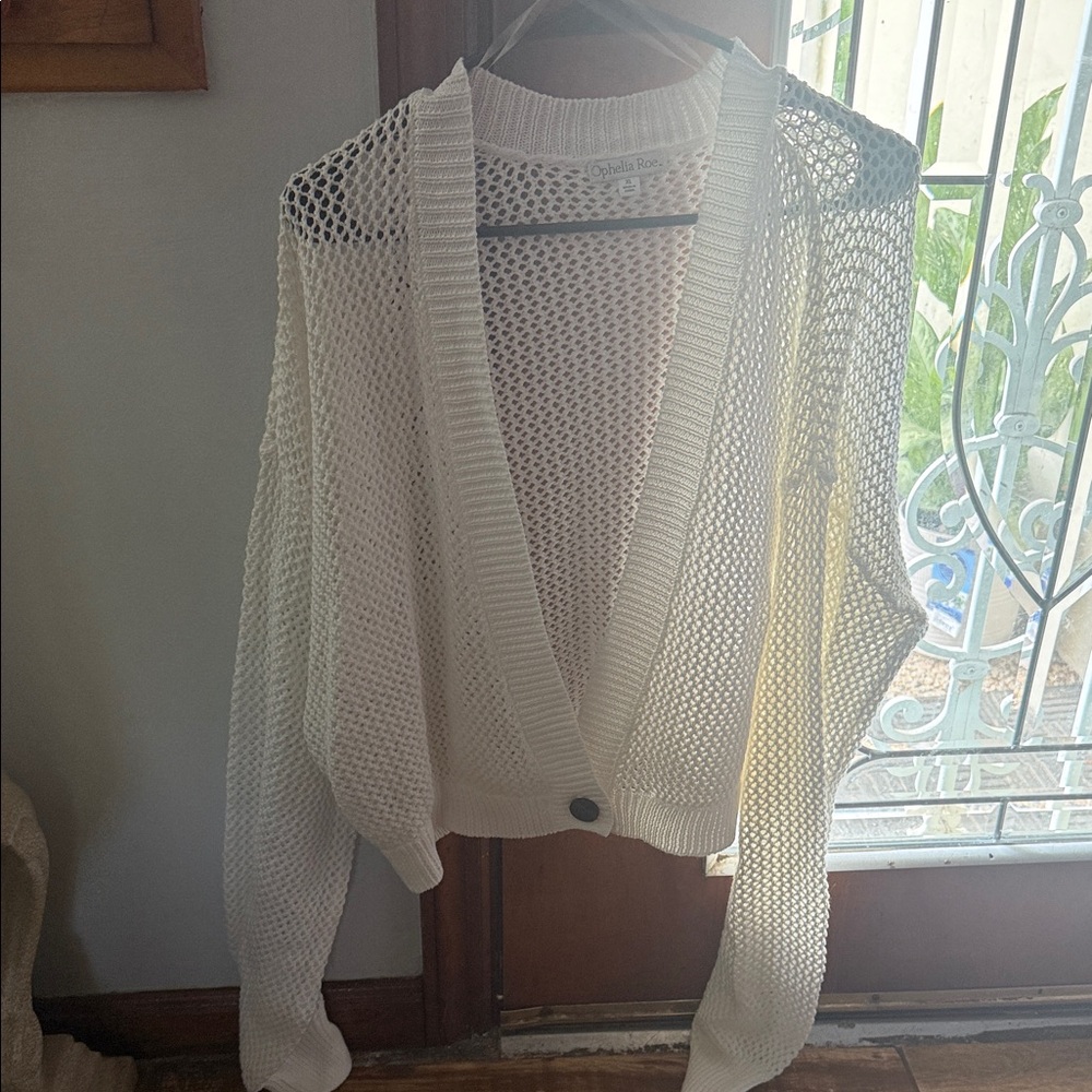 White Open-Knit Women's Sweater